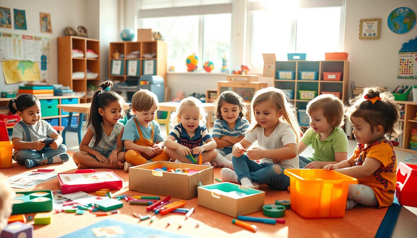 Special needs kids playing educational games